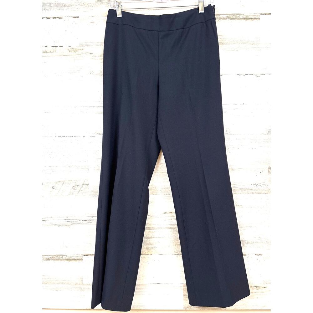Talbots Navy Blue Wide Leg Side Zip Trousers Womens 4 Petite Dress Pants